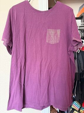 Lane Bryant Purple Short Sleeve Pocket Tee
